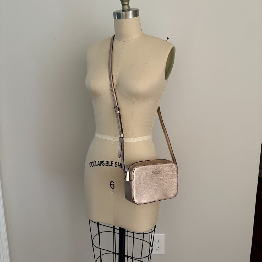 Kate Spade Staci Mini Camera Leather Crossbody Bag Rose Gold Classic Luxury